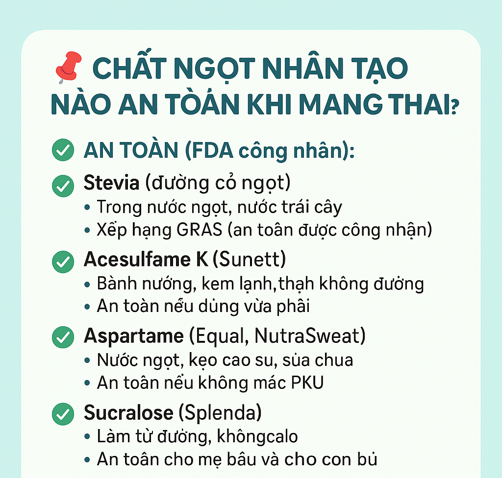 Chất ngọt nhân tạo nào an toàn khi mang thai?